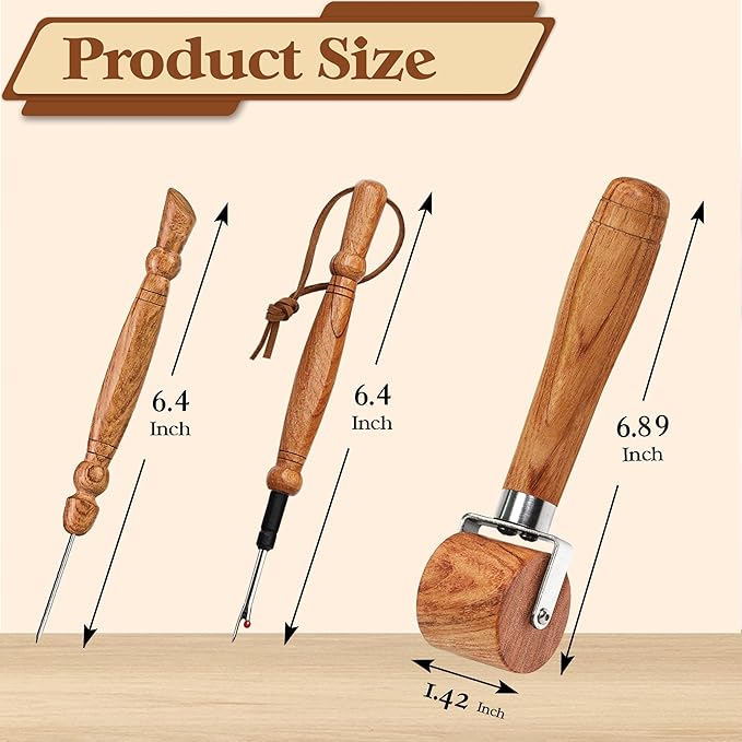 Savina Set 3 Seam Rippers - Seam Roller & Stiletto for Sewing - Handmade Hard Wood Professional Multipurpose Durable for Sewing/Quilting