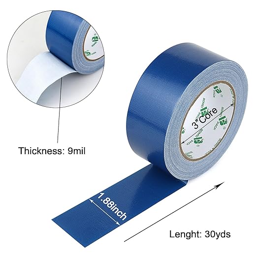 BOMEI PACK Blue Duct Tape, Heavy Duty Strong Industrial Grade Color Duct Tape 9.0 mil x 1.88inch x 30yds for Packing and Repairing