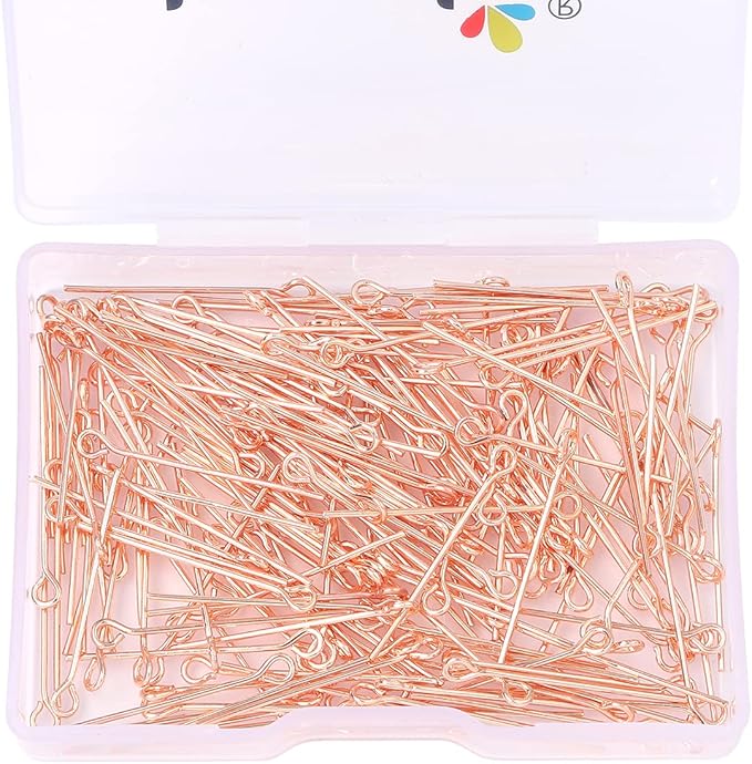Rose Gold Plated Open Eye Pins Non Tarnish 25mm 200pcs for Jewelry Making Findings