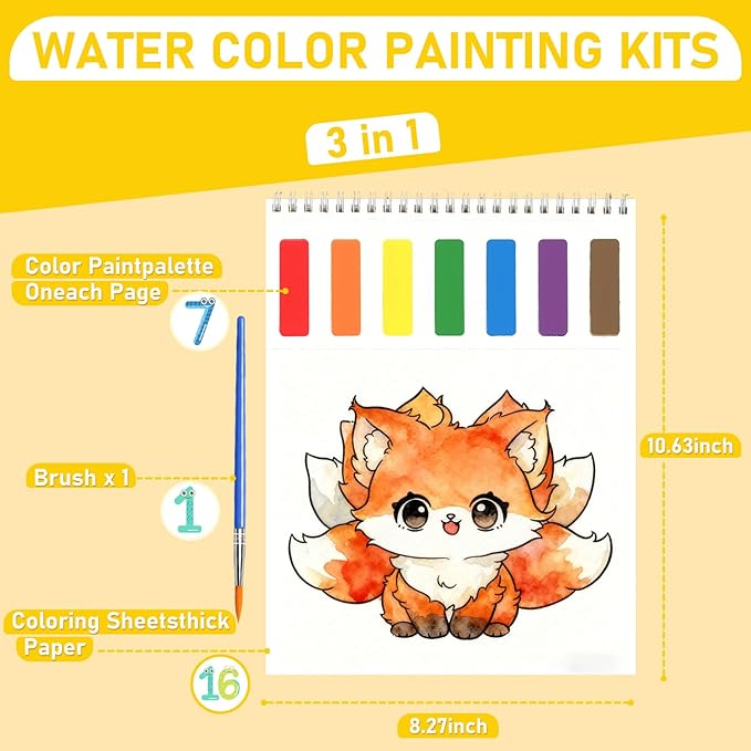 PIRIE Paint with Water Coloring Books for Toddlers | Travel-Friendly Mess-Free | Pre-Printed Pigment Animal Theme (Sea & Land Creatures) | Large Size Art Gift for Kids Ages 3+
