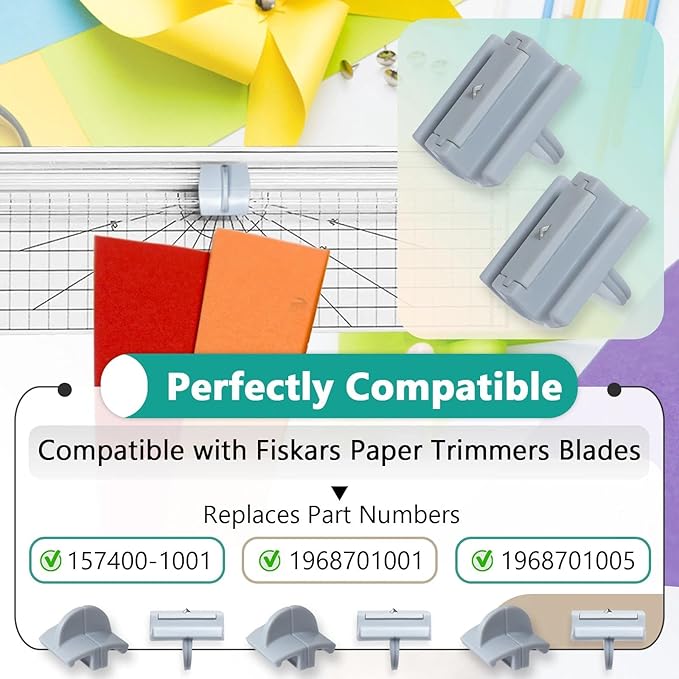 6 Pcs 157400-1001 Paper Trimmers Blades Replacement for Fiskars Blades, Compatible with 12" Portable Paper Cutter Style I Blade 1968701005, Grey