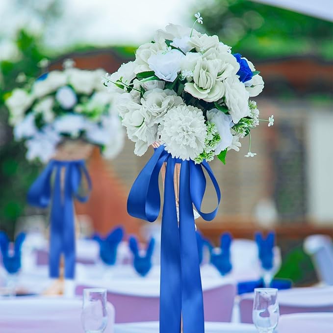 Double Face Royal Blue Satin Ribbon 1-1/2 inch X 25 Yards 100% Polyester Royal Blue Ribbon for Gift Wrapping Very Suitable for Weddings Party Hair Bow Invitation Decorations and More