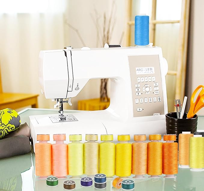 ilauke 50 Colors Sewing Thread, 124 Pcs Bobbins Threads Kit, 500 Yards per Thread Spools for Sewing Machine, Brother Singer Janome Machine and Hand Quilting