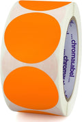 ChromaLabel 2 Inch Round Color Coded Stickers, Permanent Colored Circle Sticker for Arts and Crafts, Color Coding Label Sticky Dots - 500 Colored Stickers per Roll, Orange Label Sticker
