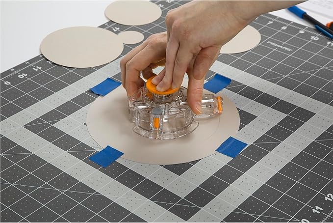 Fiskars Circle Cutter with 3 Replacement Blades - 1" to 8 Cut Length - Arts and Crafts Paper Cutter - Clear/Orange