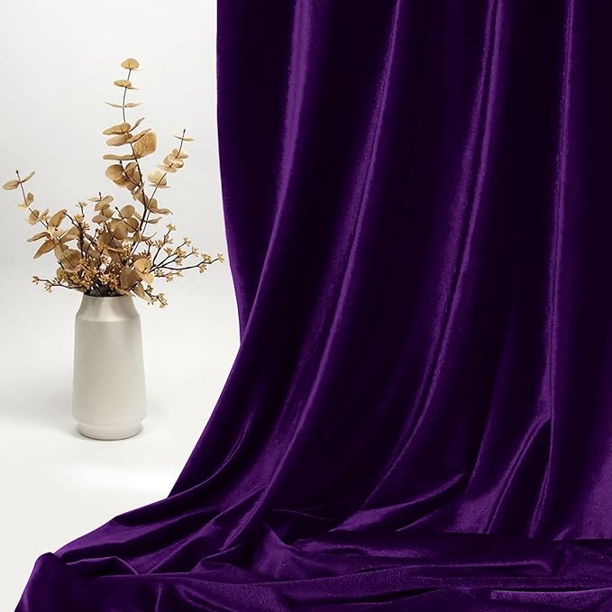 KKJIAF Dark Purple Stretch Velvet Fabric 60 Inch Wide, 1 Yard Soft Stretchy Fabric for Sewing Clothes, Apparel, Costume, Crafts - 90% Polyester 10% Spandex