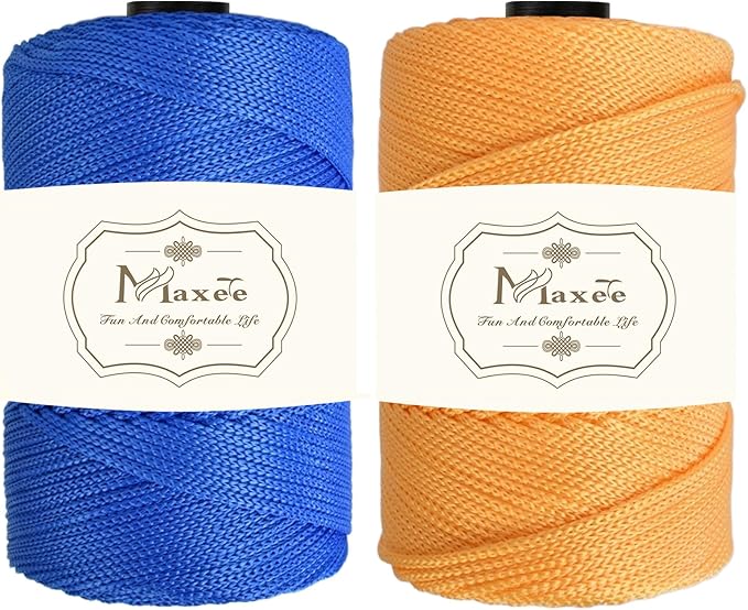 Maxee Premium Polyester Macrame Cord 3 mm × 218 yd (2 Pack),3mm 100% Polypropylene Macrame Cord,Ideal for Crochet, Wall Hangers, Bags, Rugs & DIY Crafts