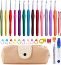 Mayboos 38 Pack Crochet Hooks Set, 13 Pcs 2mm(b)-10mm(n) Ergonomic Crochet Hooks Set, Crochet Needle for Arthritic Hands with Storage Case for Beginners Extra Long  Knitting Needles