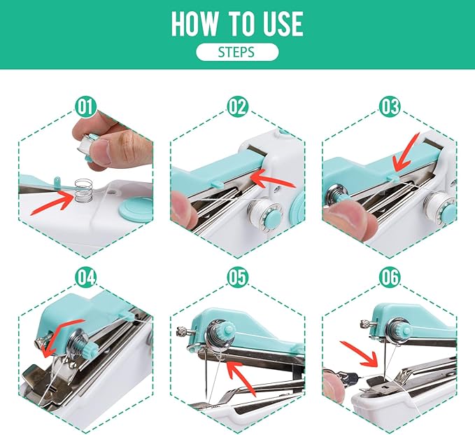 Handheld Sewing Machine CS101,Sewing Machines for Beginners,Portable Electric Mini and Samll Hand Held Sewing Machines Kit for Adults and Kids White and Green Set