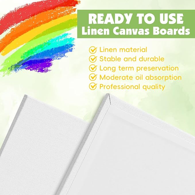 ESRICH Linen Canvas for Painting 8x10, 5 Pack Professional Linen Canvas Panels 8x10 Primed Acid Free Blank Canvas Boards for Painting for Artists, Painters