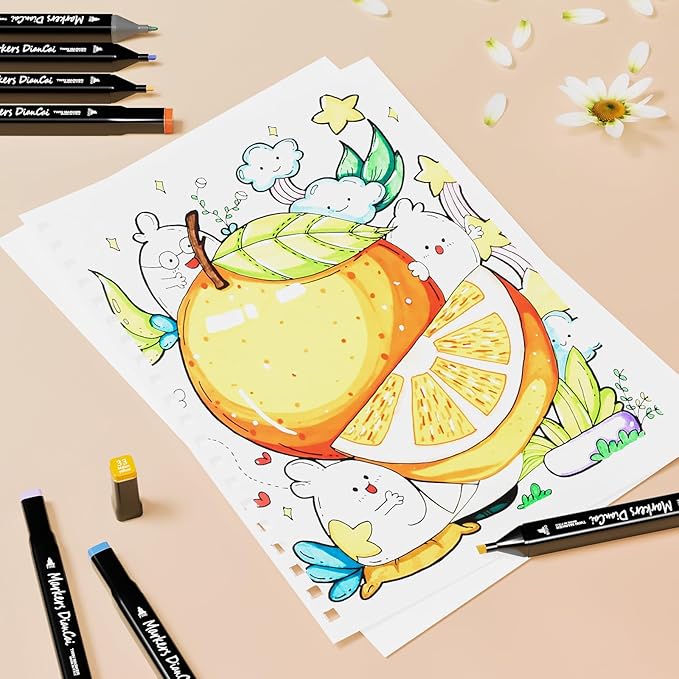 RUN HELIX Alcohol Markers, 168 Colors Dual Tip Markers Broad Brush Tip and Fine Tip, Marker for Coloring Drawing Painting Art, Alcohol Marker Set with Case for Adults (Black Barrel)