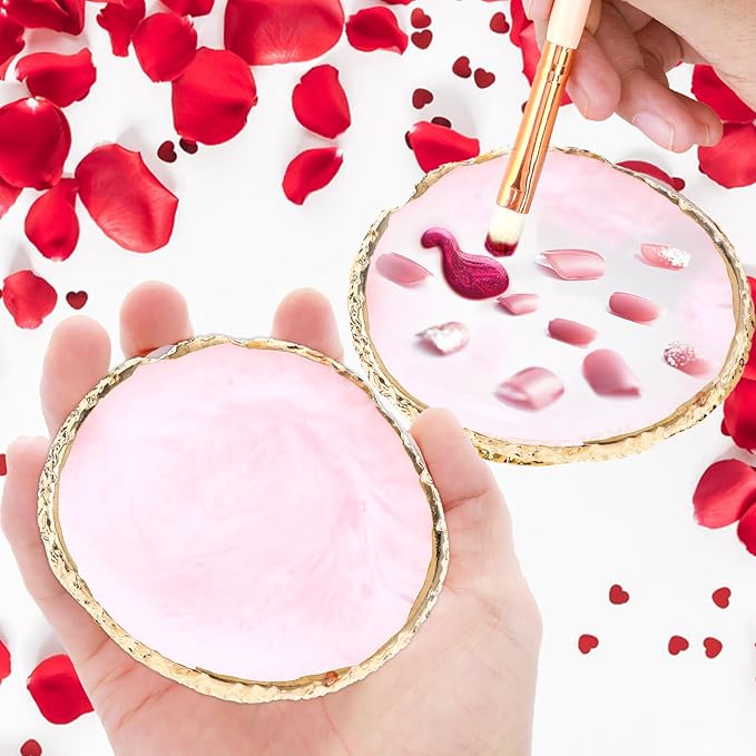 Resin Nail Art Palette, Nail Polish Palette Nail Painting Mixed Color Palette Gilded Edge Nail Art Color Mixing Tray DIY Nail Gel Makeup Display Board Pallet for Nail Art