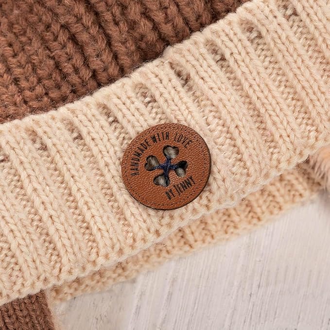 Custom Name Leather Handmade Craft Buttons, Personalized Sewing Tags for Crochet with Engraved Pattern - Handmade with Love Button Gift for Mom Mother Grandma