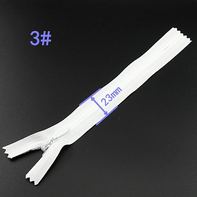 Leekayer 3# 4 Inch Invisible Zipper for DIY Tailor Sewing Craft 10cm White Nylon Zippers Closed End Bulk 10 PCS/Pack (White,4")