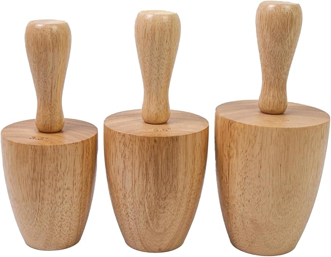 Cup Pottery Molds Clay Tools 3.3" & 3.6" & 3.9" Set of 3 Wooden Pottery Tools for Creating Pottery Mug Vases (Style B)