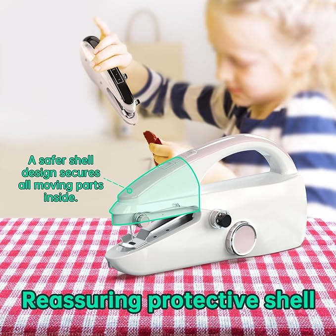 Handheld Sewing Machine,Two dear,Mini sewing machine,Easy to Use and Fast Stitch Suitable for Clothes,Fabrics, DIY Home Travel Electric Handheld Sewing Machine for Beginner.Pink