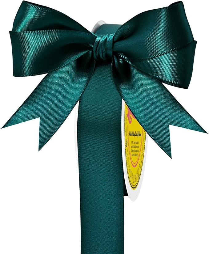 Double Face Teal Satin Ribbon 7/8 inch X 25 Yards Polyester Teal Ribbon for Gift Wrapping Very Suitable for Weddings Party Hair Bow Invitation Decorations and More