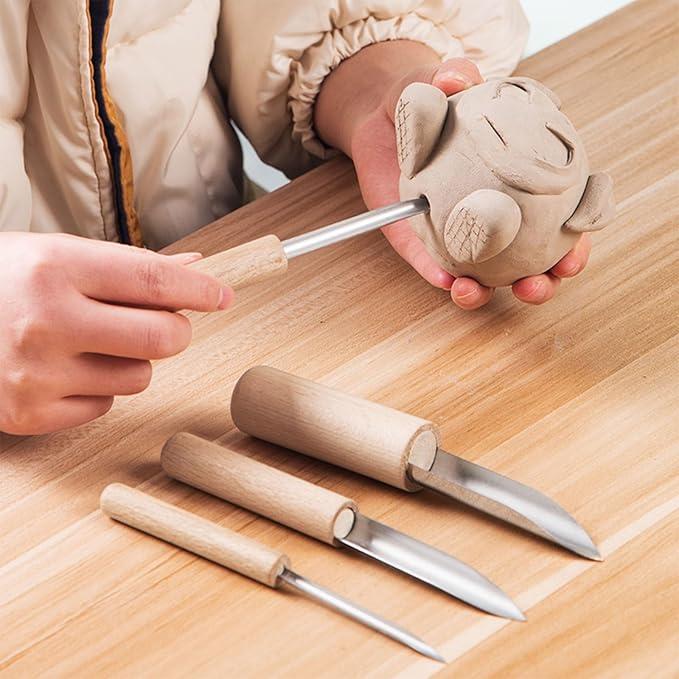 9 pcs Clay Tools, lyfLux Sculpting Tools, Clay Wire Cutter, Pottery Tools and Supplies, for Clay Ceramic Production, Cutting, Carving Modeling and DIY Production