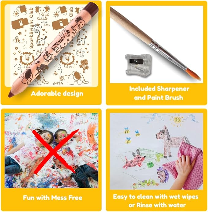 Jumbo Colored Pencils– 3 in 1 function, 12 colors Non-Toxic Toddler Pencils Break-Resistant, Easy Grip Beginner colored Pencils for 2 year plus, Pre-school, Kids, those with special needs.