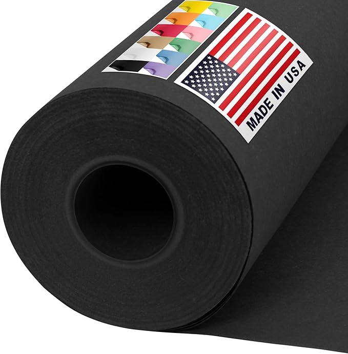 36" x 1200" USA Made Black Kraft Paper Roll, 45 lbs Thickness, American Quality Paper for School, Crafts, Art, Bulletin Board - Odorless, Non-Toxic, Safe for Kids