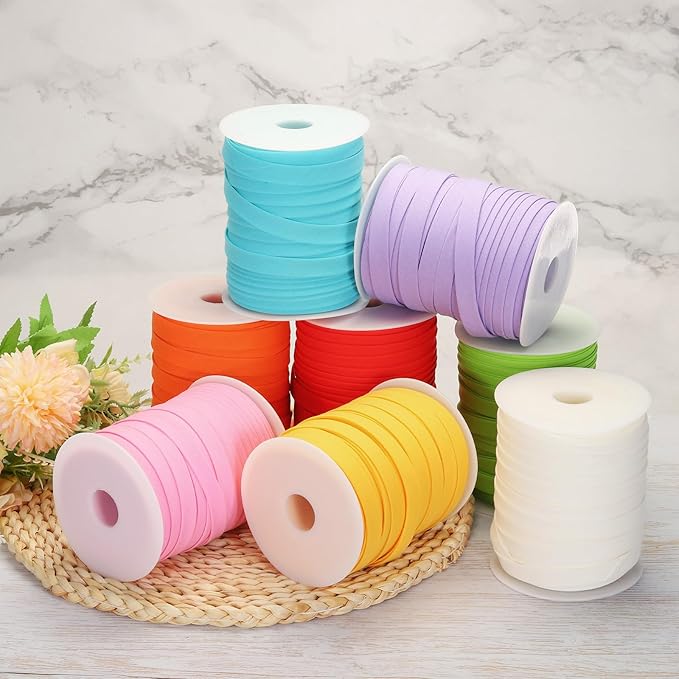 MECCANIXITY 1 Inch Double Fold Bias Tape Polyester Continuous Bulk Bias Tape for Sewing,Seaming Quilting Hemming Binding Crafts (Khaki 25 Yards)