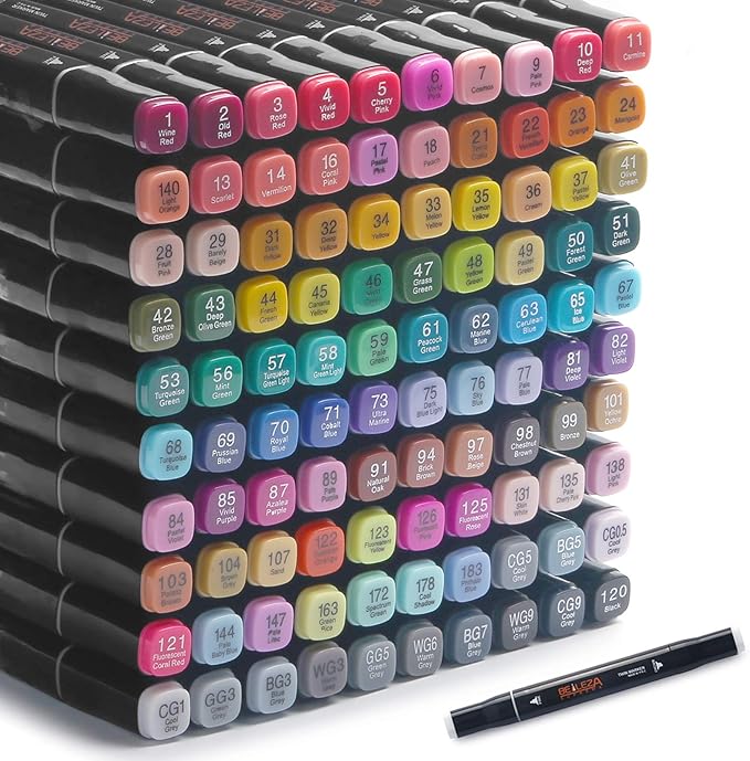100 Colors Alcohol Markers Dual Tips Permanent Art Marker Pen for Kids & Adult, Alcohol-Based Highlighter Pens Sketch arts set for Coloring ,Painting, Sketching and Drawing.（non free flowing ）