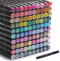 100 Colors Alcohol Markers Dual Tips Permanent Art Marker Pen for Kids & Adult, Alcohol-Based Highlighter Pens Sketch arts set for Coloring ,Painting, Sketching and Drawing.（non free flowing ）