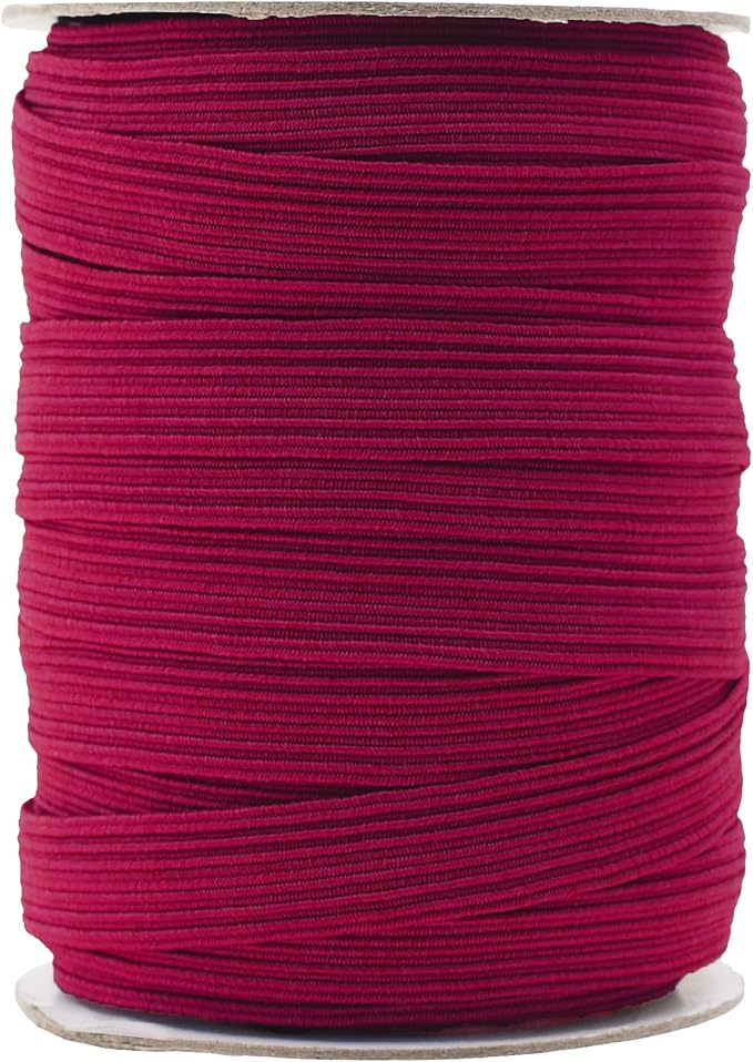 Mandala Crafts 16mm 20 Yds Roll of Maroon Elastic Bands for Sewing - 5/8 Flat Elastics Cord - 5 8 Inch Braided Stretch Straps for Crafting