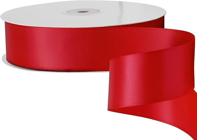 LIUYAXI Hot Red Double Faced Satin Ribbon, 1-1/2" X Continuous 25 Yards, Ribbons Perfect for Gift Wrapping Wedding Bouquet Decor DIY Craft Bow Making & Other Projects