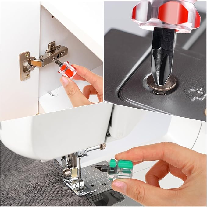 4 Pieces Sewing Machine Screwdriver Sewing Machine Tools Small Stubby Screwdriver with Flat Head and Cross Head for DIY Repairing Sewing Projects