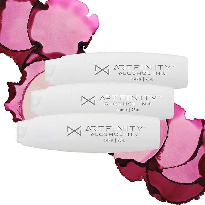 Alcohol Inks 3 Pack - Vibrant, Professional, Dye-Based Alcohol Inks for Artfinity Alcohol Markers, Artists, Drawing, & More! - Garnet RV4-65