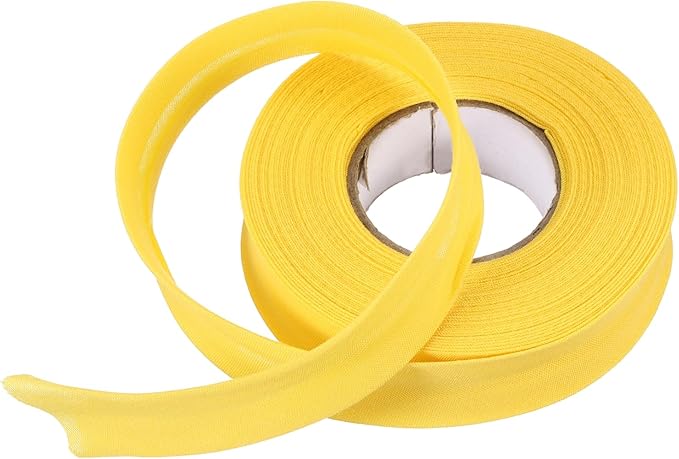 MECCANIXITY 3/4 Inch Single Fold Bias Tape Polyester Continuous Bulk Bias Tape for Sewing, Seaming Quilting Hemming Binding Crafts (Yellow 10 Yards)