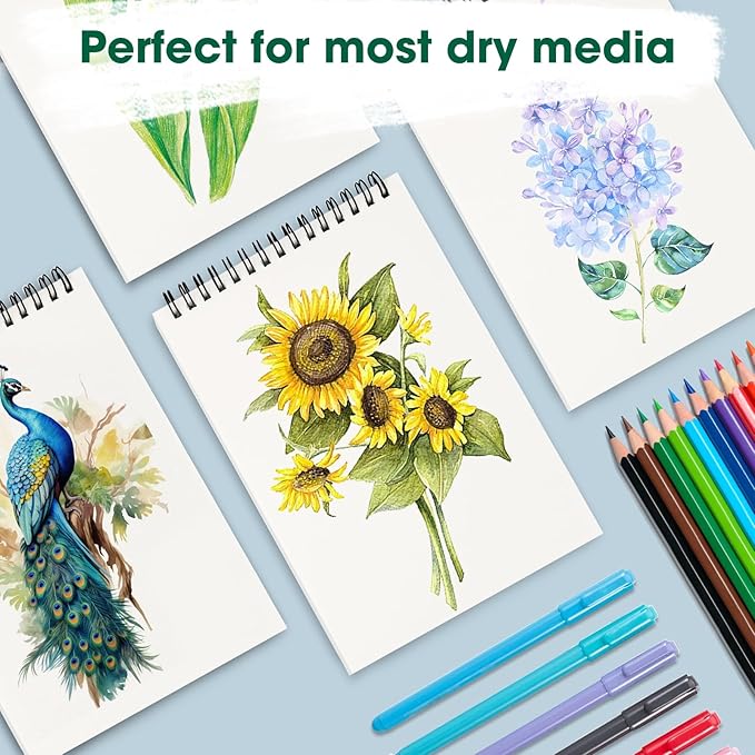 20 Pieces 5.5'' x 8.5'' Top Spiral Bound Sketch Books, 30 Sheets Each (68lb/100gsm) Bulk Artist Sketch Pads, Sketch Book for Kids, Art Sketchbooks for Painting