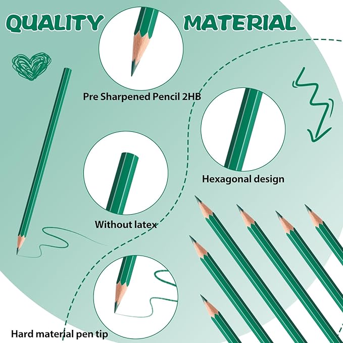 24 PCS Colored Pencils Pre-sharpened Coloring Pencils Set for Kids and Adult, Teachers Essential Classroom Prizes, Back to School Supplies(Green)
