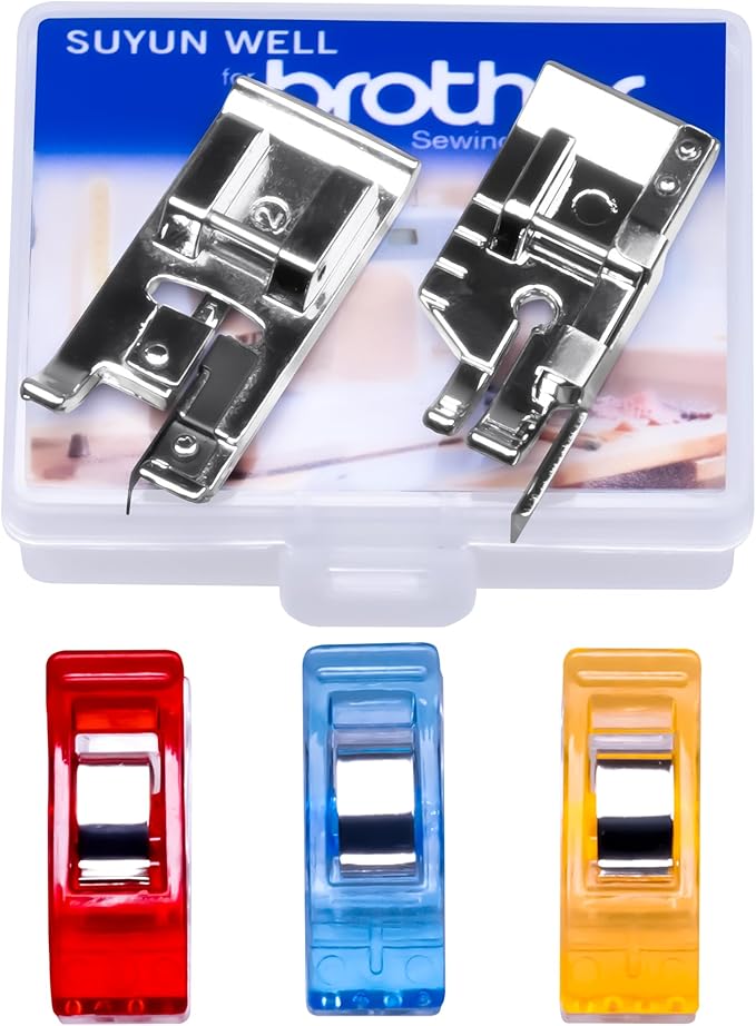 Overlock Overcast Presser Foot and 1/4 inch Snap on Foot w/Guide Fit for All Low Shank Snap-On Singer, Brother, Babylock, Janome, Kenmore,More Sewing Machine(Set2-Overlock Vertical Foot)