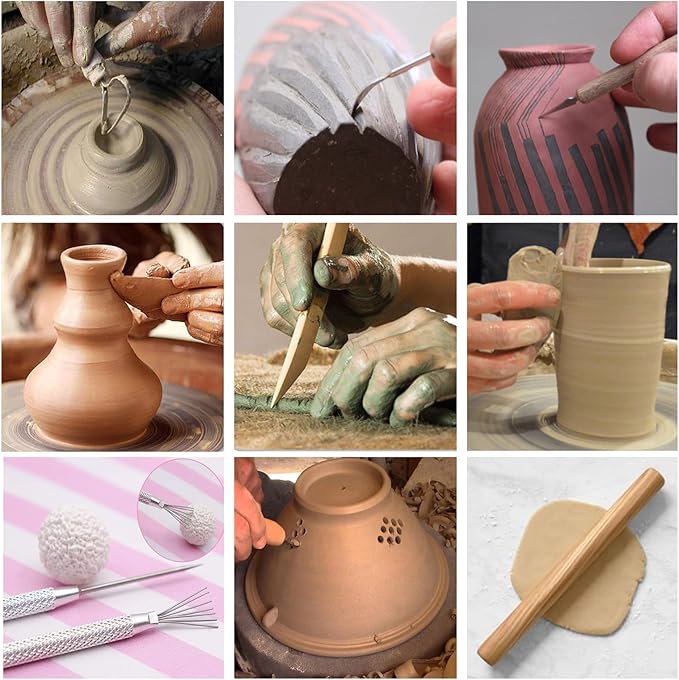 Pottery Tools, 44PCS Ceramic Clay Sculpting Tools Set with Plastic Case, for Beginners Expert Crafts Polymer Clay Club, Dotting, Modeling, Shaping Hobbyists, Artists, by Augernis