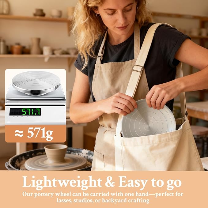 Yncotte 7 Inch Banding Wheel, Double-Sided Pottery Wheel Turnable Aluminium Alloy Metal Sculpting Wheel Rotate with Ball Bearings for Ceramics Clay Model Making Cake Decor Paint Spraying