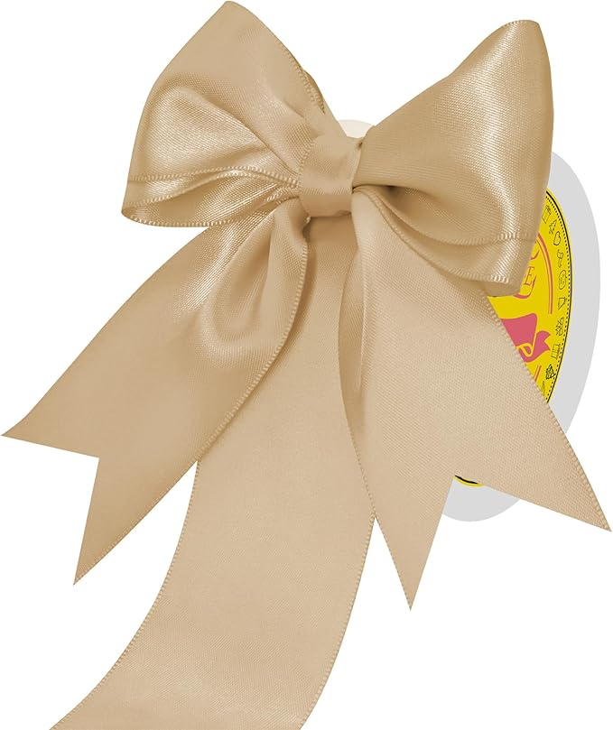 Double Face Gold Satin Ribbon 2 inch X 25 Yards Polyester Gold Ribbon for Gift Wrapping Very Suitable for Weddings Party Hair Bow Invitation Decorations and More