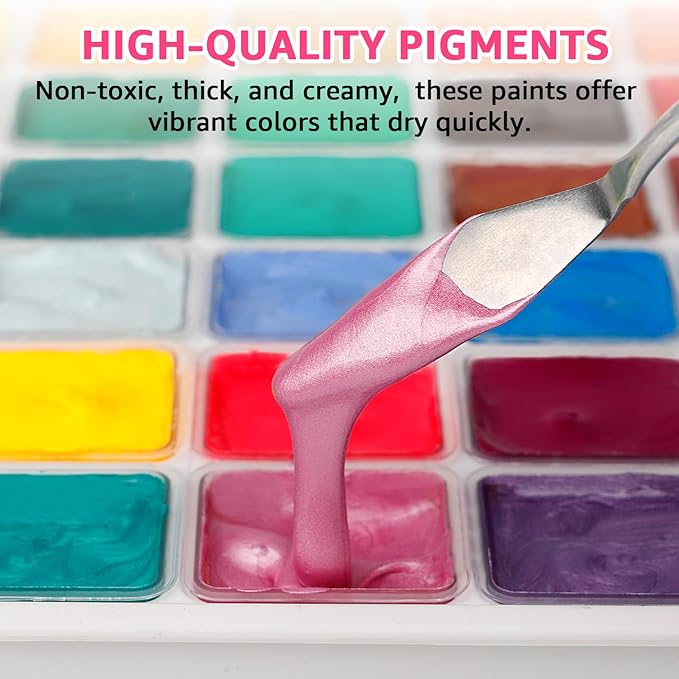 HIMI Gouache Paint Set, 56 Colors x 30ml/1oz, Contains Metallic and Fluorescent Colors, Jelly Cup Design, Non-Toxic, Guache Paint for Canvas and Watercolor Paper - Perfect for Beginners, Students