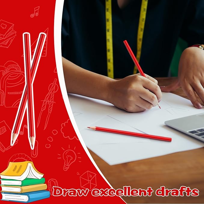 36 PCS Red Colored Pencils, Pre-sharpened Professional Wooden Art Pencils Set for Artists Painting | Premium Drawing Sketching Supplies (Red)