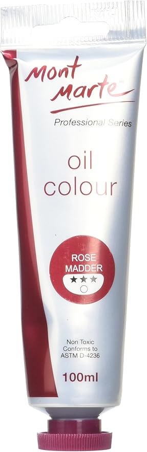 Mont Marte Oil Paint Premium, 3.4 US fl.oz (100ml) Tube, Rose Madder, Heavy Body Paint, Artist Quality, Good Coverage, Excellent Tinting Strength, Ideal for Painting Canvas