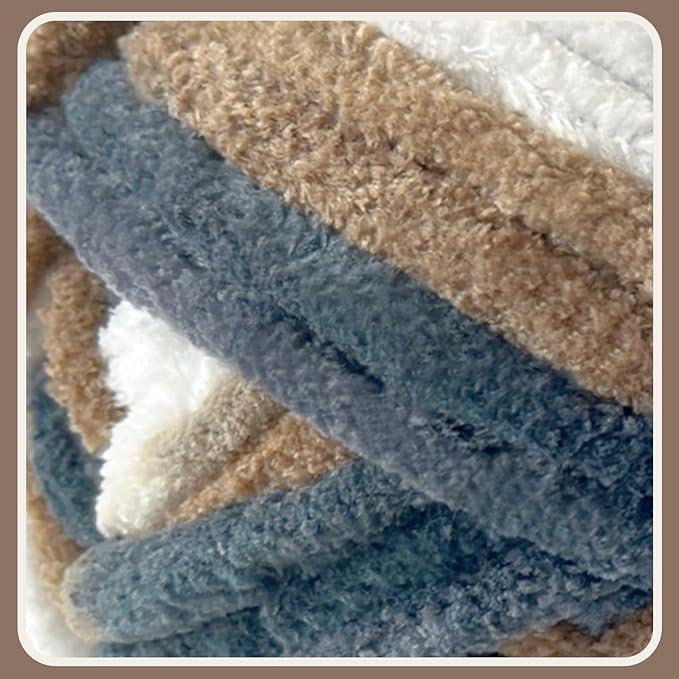 Soft Velvet Yarn Chenille Yarn for Crocheting and Knitting – Bulky (93 Yards/100g) - Polyester - Yarn for Blanket Amigurumi Weaving Crafts (Earth Mix, 2 Pack)