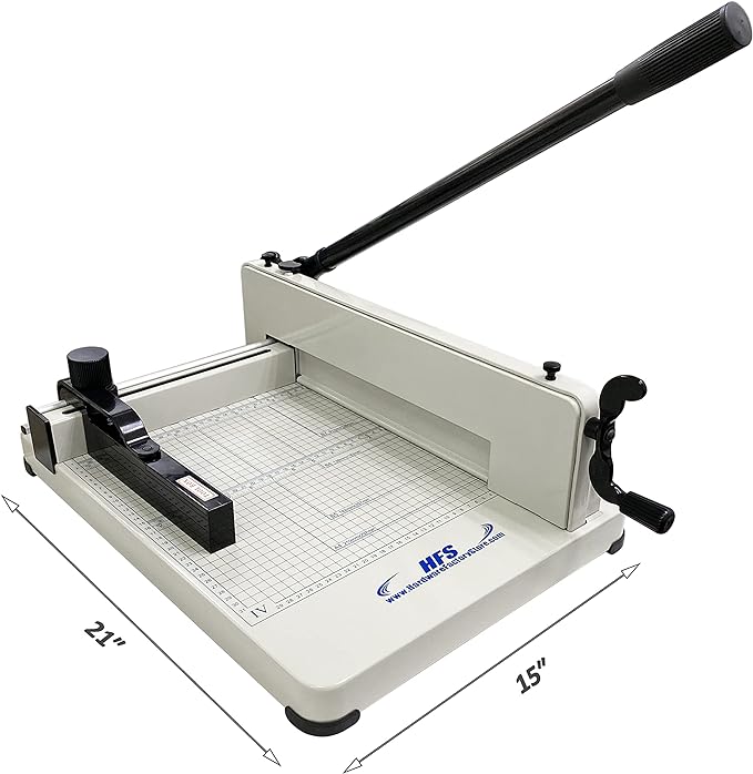 HFS(R) Heavy Duty Guillotine Paper Cutter 400 Sheet Capacity | Solid Steel Construction (A4-12'' Paper Cutter)