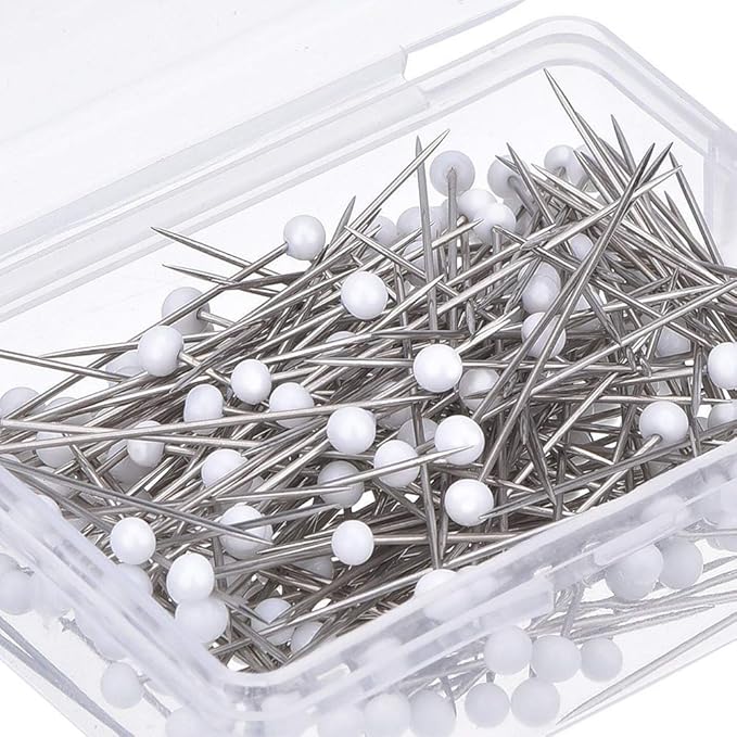 250 Pieces Sewing Pins Ball Glass Head Pins Straight Quilting Pins for Dressmaker Jewelry Decoration, White