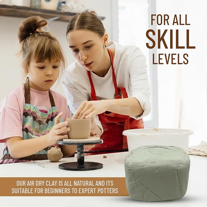 10 Pound Air Dry Natural Clay - Great for Molding & Sculpting - Great for Kids & Adults of All Skill Levels - Perfect for Arts & Crafts (White, 10 Pounds)
