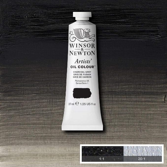 Winsor & Newton Artists' Oil Color, 37ml (1.25 oz) Tube, Charcoal Grey