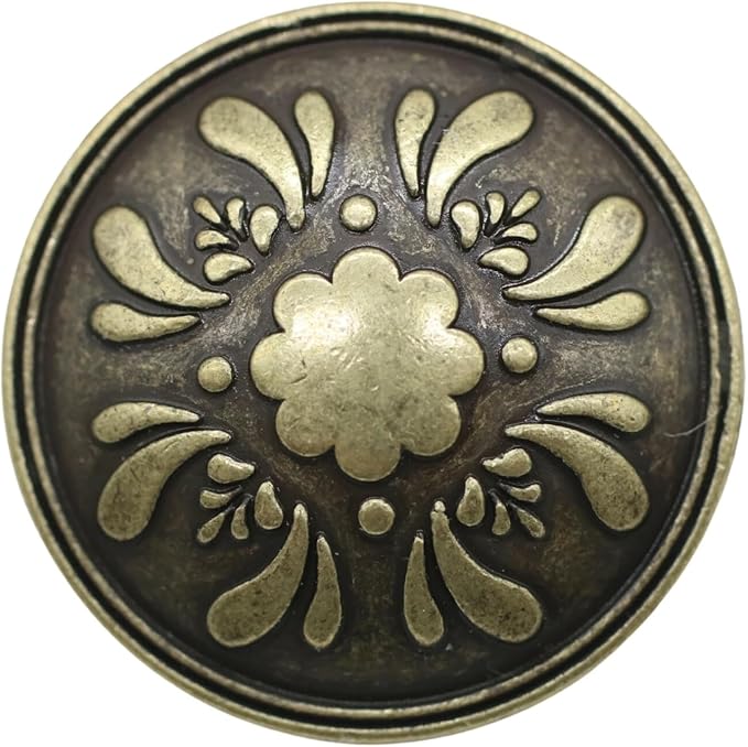 Bronze Metal Shank Buttons - 12 Pcs - 3 Size Options - Floral Round Metal Shank Buttons for Men Women Blazer Coat Uniform Shirt Suit and Jacket Sewing Craft DIY N17801