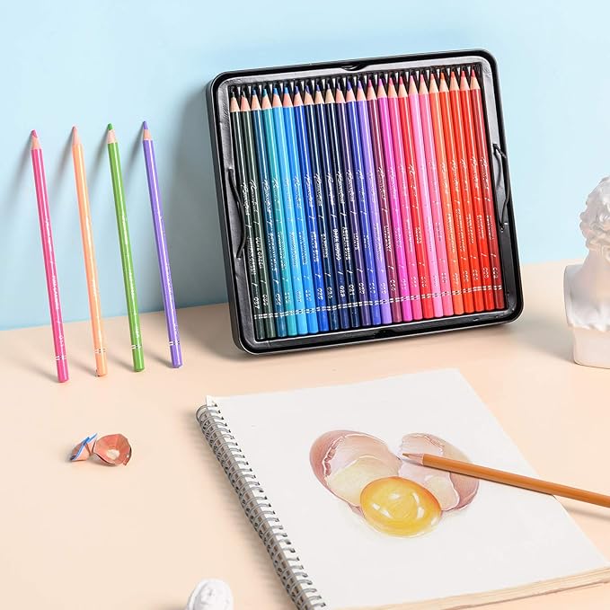 48 Premium Colored Pencils for Adult Coloring,Artist Soft Series Lead Cores with Vibrant Colors,Professional Oil Based Colored Pencils,Coloring Pencils for Adults and Kids, Metal Box Packing