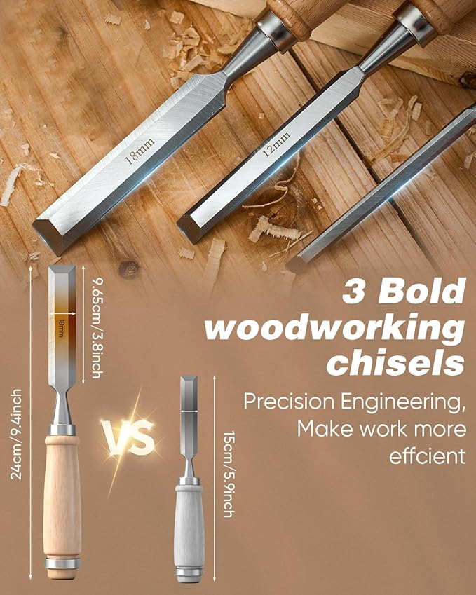 Deluxe Wood Carving Kit, 25 Piece Wood Carving Tools with Thick Leather Storage Bag,Wood Whittling Tools -Ideal Woodworking Tools and Hobbies for Beginners Enthusiasts Kids Gift DIY