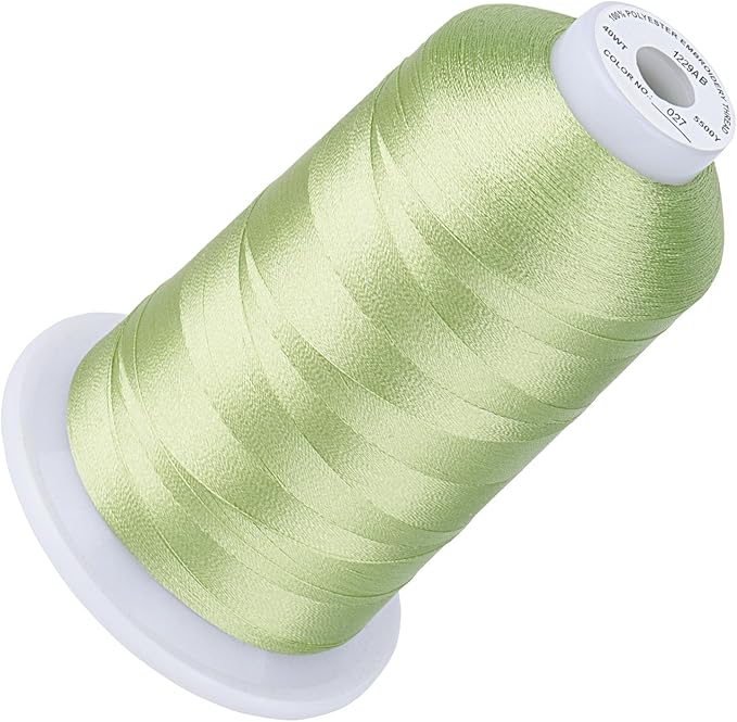 Simthread 5500Yds Embroidery Thread, 5000M High-Yardage 40WT 100% Polyester Thread – 170+ Vivid Colors, High-Speed Rated – Compatible with Brother, Singer, Janome & More - Fresh Green 027